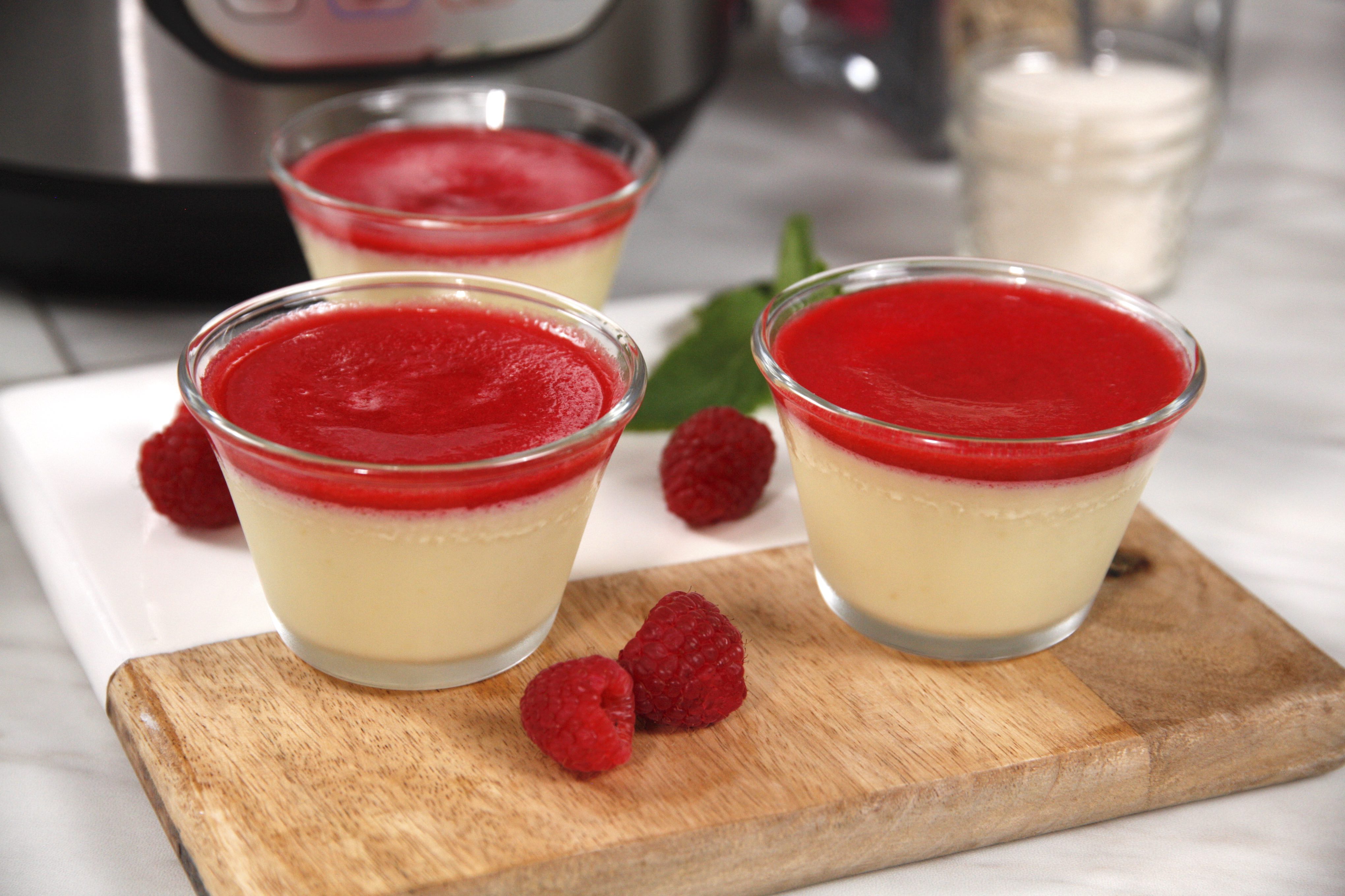 Instant Pot White Chocolate Raspberry Pots de Creme
